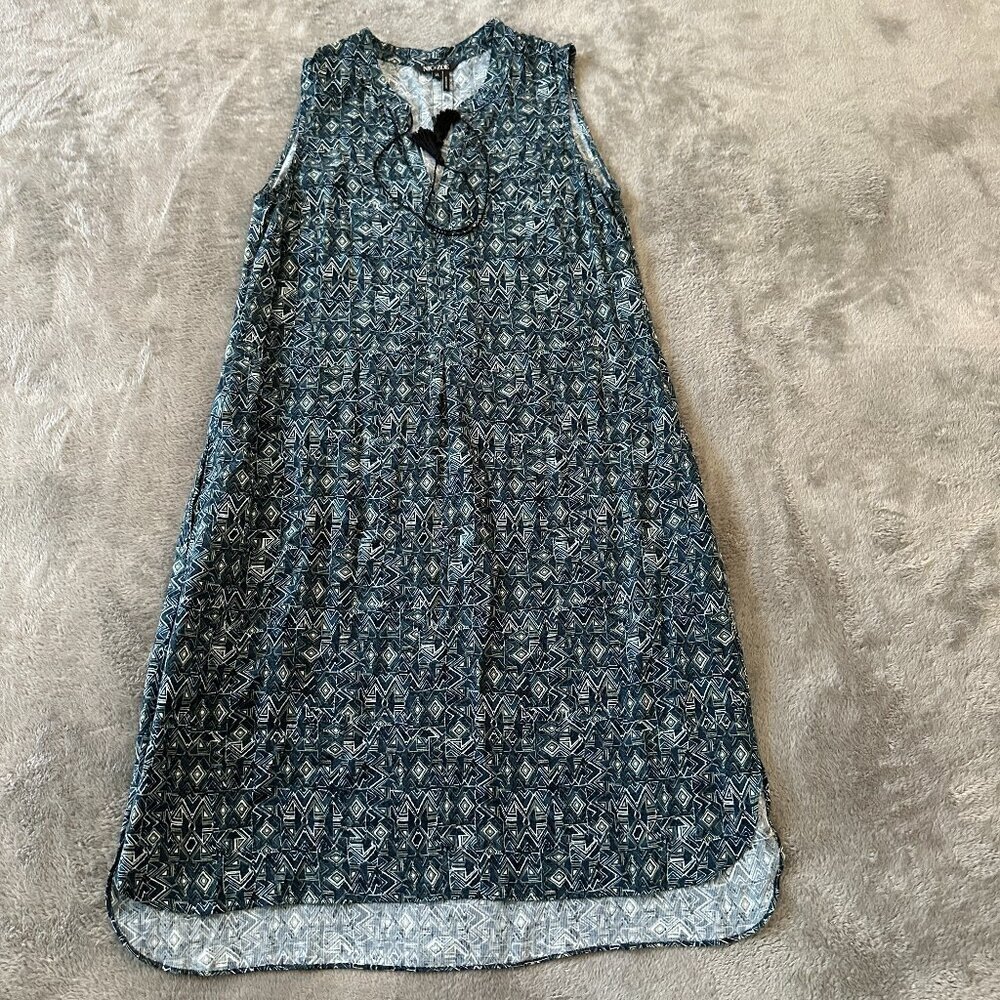 Nic + Zoe Sleeveless Slip Dress Women's XS Blue Geometric Casual Summer Vacation